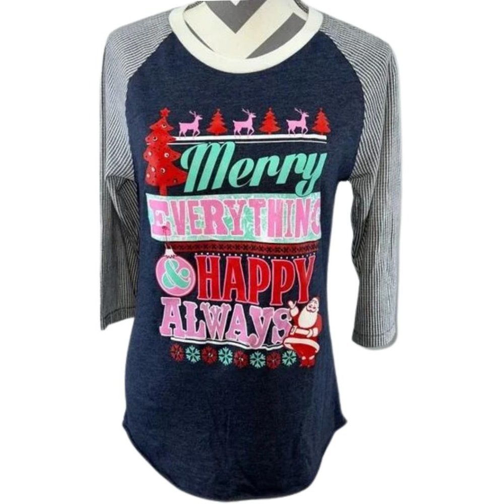 ATX Mafia Merry Everything & Happy Always 3/4 Sleeve Tee